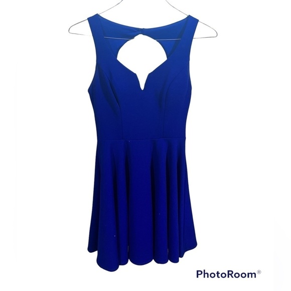 B. DARLIN Royal Blue Formal Sleeveless Cutout Mini Skater Dress Size 5/6 Hoco - Picture 1 of 8
